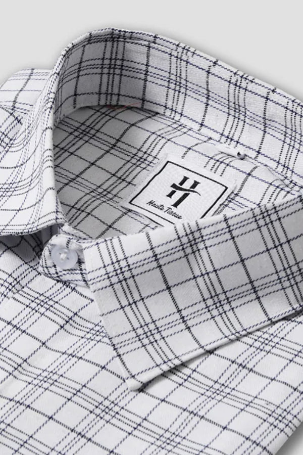 Haute Tissue Plaid Checks White Formal Shirt