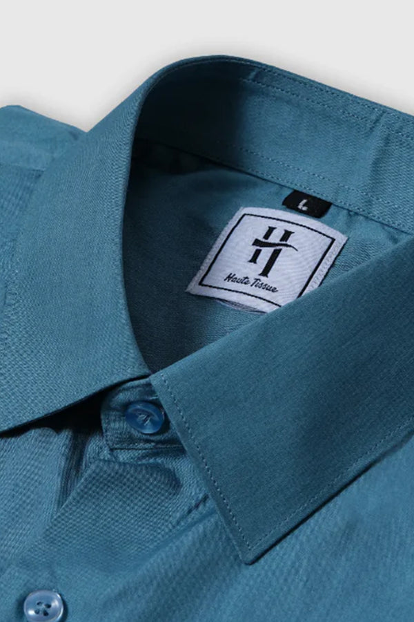 Haute Tissue Plain Giza Formal Shirt (Imperial Teal)