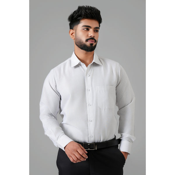 Haute Tissue Bengal Stripes Formal Shirt (Pearl Grey)