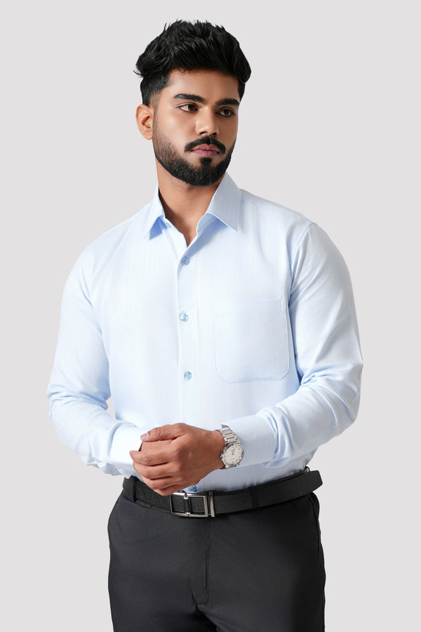 Haute Tissue Slate Azure Full Sleeves Textured Shirt