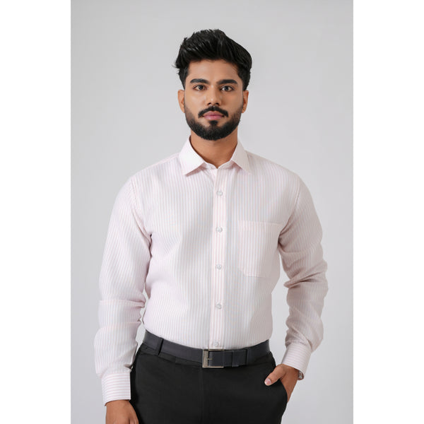 Haute Tissue Bengal Stripes Formal Shirt (Rose Champagne)