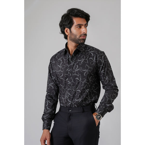 Haute Tissue Midnight Fleur Business Casual Printed Shirt