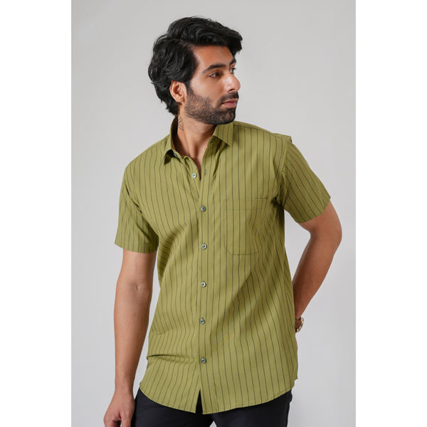 Haute Tissue Regal Battalion Striped Green Shirt