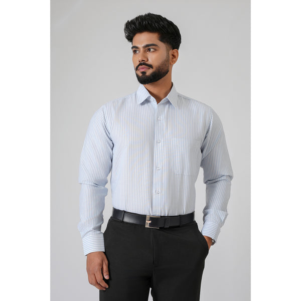 Haute Tissue Bengal Stripes Formal Shirt (Pearl Blue)