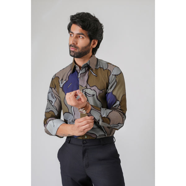 Haute Tissue Ethereal Grove Business Casual Printed Shirt