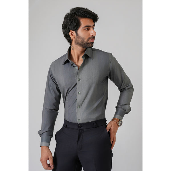 Haute Tissue Platinum Ash Business Casual Printed Shirt