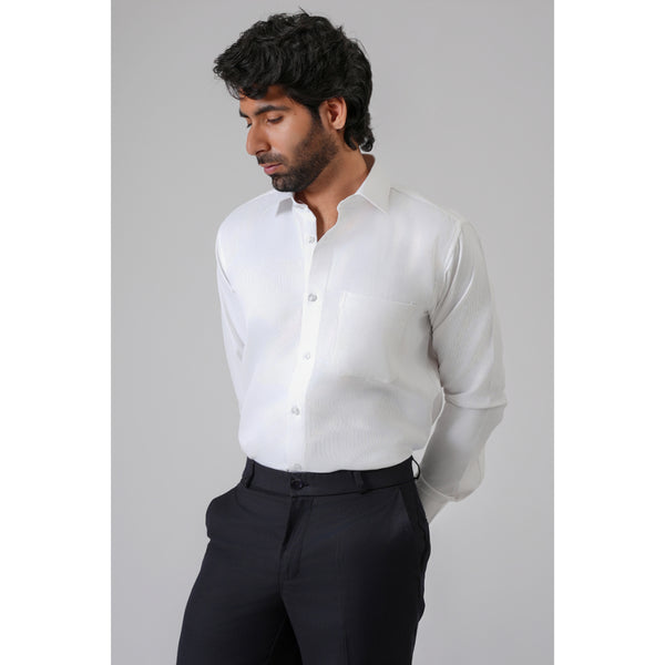 Haute Tissue Pristine Blanc White Textured Shirt