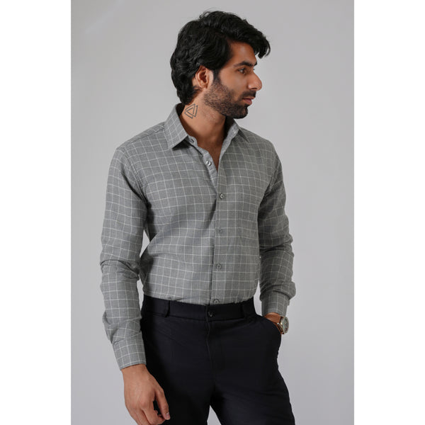 Haute Tissue Granite Check Semi Formal Shirt