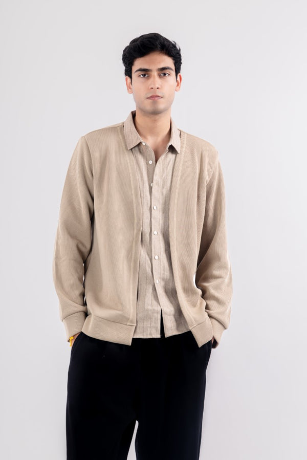 The Luxe Shacket - Light Khaki Men’s Shirt Jacket Twin weave combination