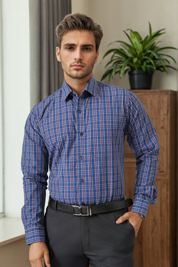 Haute Tissue Aristocrat Blue Check Formal Shirt