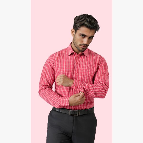 Haute Tissue Cambridge Wine Full Sleeves Checks Shirt